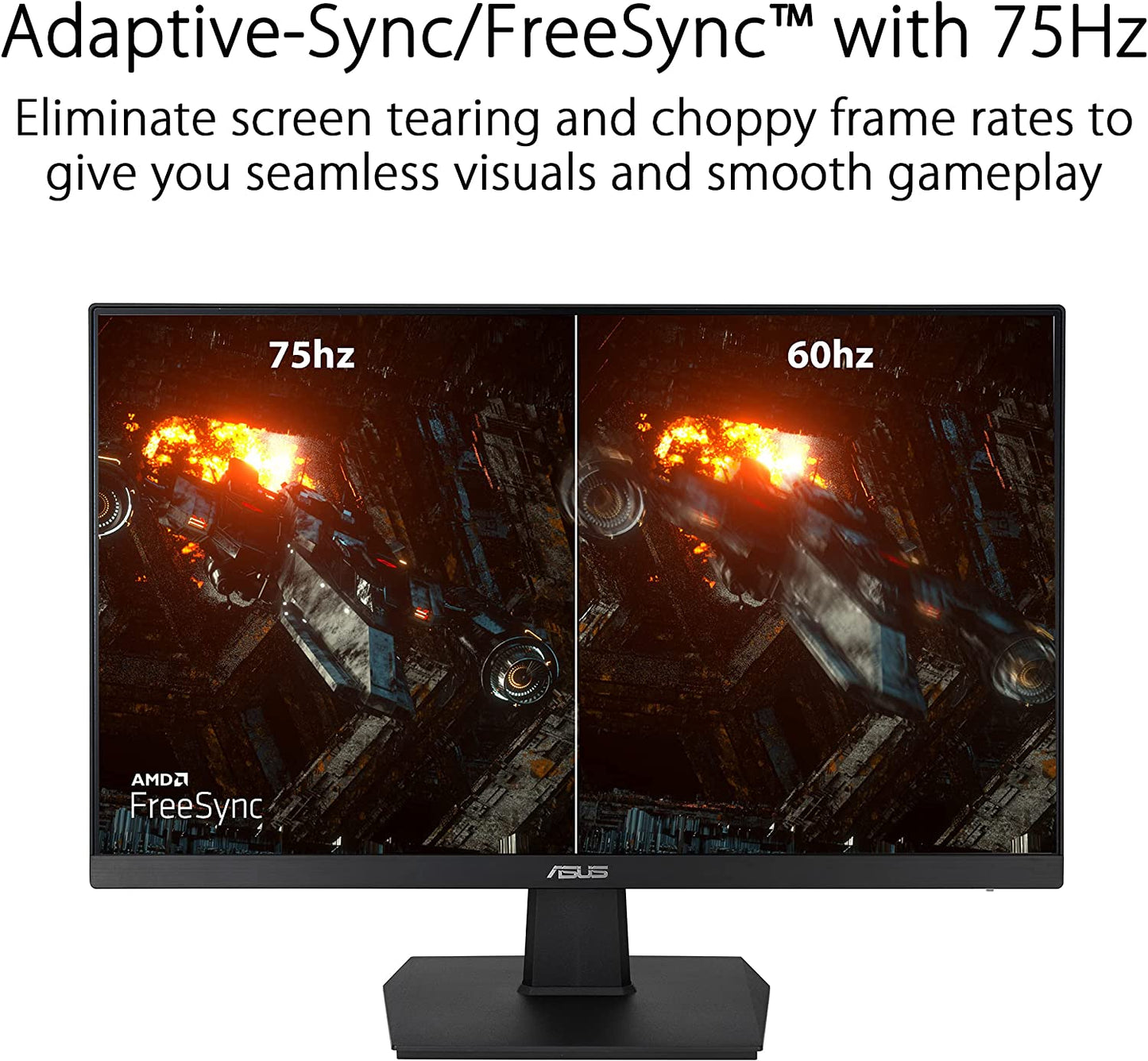 ASUS 23.8” 1080P Monitor (VA247HE) - Full HD, 75Hz, Adaptive-Sync/FreeSync™, Low Blue Light, Flicker Free, Eye Care Plus, VESA Mountable, Frameless, HDMI, DVI, VGA, Tilt Adjustable 23.8" FHD 75hz Frameless Monitor