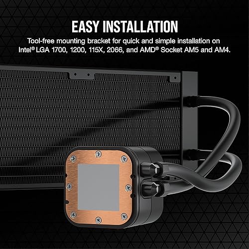 Corsair H100x RGB Elite Liquid CPU Cooler - 32 Dynamic RGB LEDs - SP120 RGB Elite Series PWM Fans with AirGuide Technology - Intel® LGA 1700, 1200, 115X, 2066, AMD® AM5/AM4 Sockets - Black