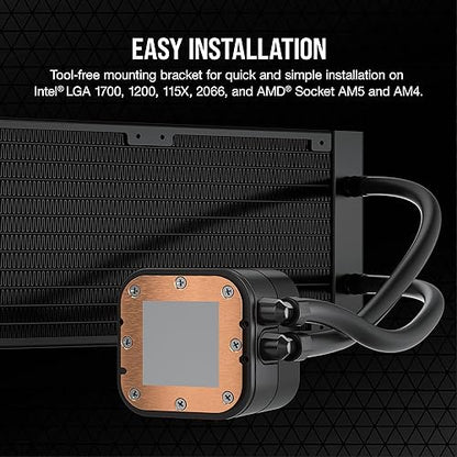 Corsair H100x RGB Elite Liquid CPU Cooler - 32 Dynamic RGB LEDs - SP120 RGB Elite Series PWM Fans with AirGuide Technology - Intel® LGA 1700, 1200, 115X, 2066, AMD® AM5/AM4 Sockets - Black