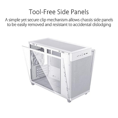 ASUS Prime AP201 White MicroATX Tempered Glass Edition Supports Graphics Cards up to 338mm, 360mm Coolers, & Standard ATX PSUs, Tool-Free Side Panels, Tempered Glass Side & Front Panel USB Type-C