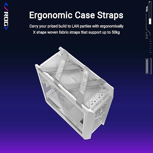 ASUS ROG Strix Helios II White Edition EATX mid-Tower Gaming PC case, with Dual Tempered Glass Side Panels, Support for GPUs up to 450mm Long, Graphics Card Braces