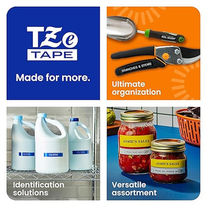 Brother Genuine TZe-315 White on Black Laminated Tape for TZe-Compatible P-Touch Label Makers, 6 mm Wide x 8 m Long
