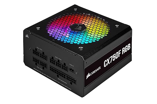 Corsair CX750F RGB, 750 Watt, 80 Plus Bronze, Fully Modular RGB Power Supply, Black, 750 Watts 750 Watts Black
