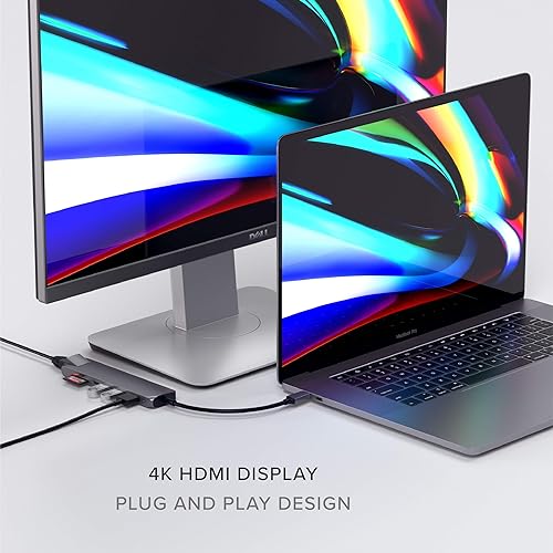 Satechi USB C Slim Multiport Adapter with Ethernet, 4K HDMI, 60W USB C PD Charging, 2 USB-A, SD/Micro Card Readers - for M2/ M1 MacBook Pro/Air, M2/ M1 iPad Pro/Air, M2 Mac Mini, iMac M1 (Space Grey) Space Gray