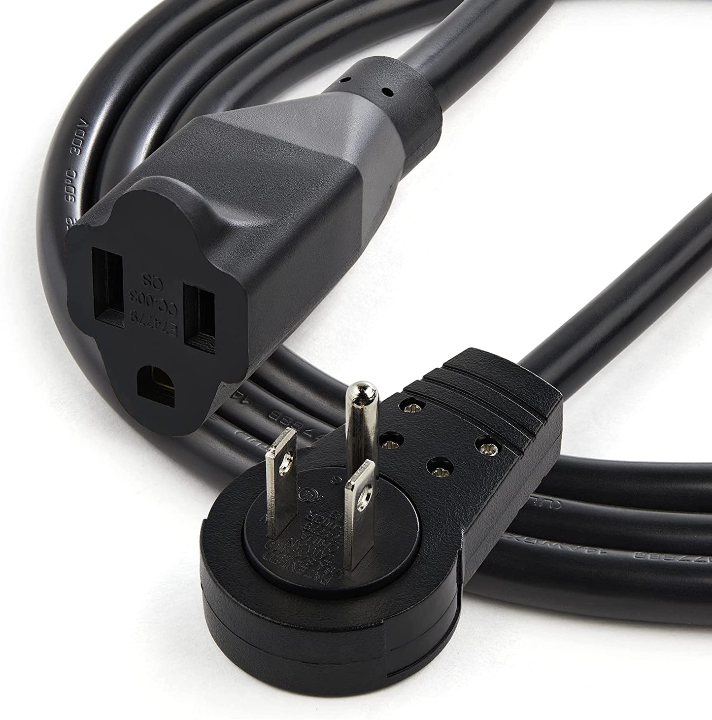 StarTech.com 3ft (1m) Power Extension Cord - 360° Rotating Flat Plug Extension Cord - NEMA 5-15P to NEMA 5-15R, 16 AWG, 125V/15A - Black Short 3-Prong Power Extender Cable (RTPAC1013)