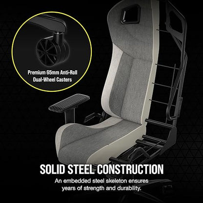 Corsair T3 Rush (2023) Gaming Chair, One Size, Gray and White