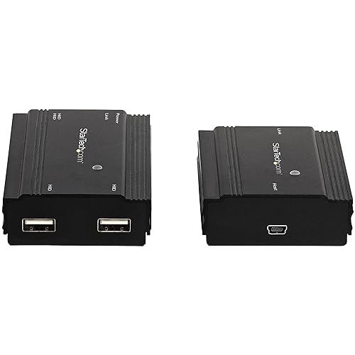 StarTech.com 4-Port USB 2.0 Extender Hub Over Single CAT5e/CAT6 Ethernet Cable (RJ45) - 330ft (100m) - USB Extender Hub Adapter Kit - Metal Housing - Externally Powered - 480 Mbps (USB2004EXT100)