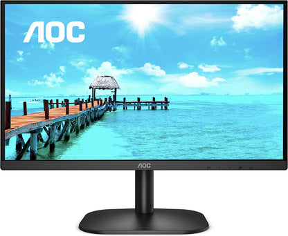 AOC 24B2XH 24" Full HD IPS Monitor, 3-Sided Frameless &amp; Ultra Slim HDMI and VGA inputs, Lowblue Mode, VESA compatible,Black 24 inch | Full HD Flat IPS