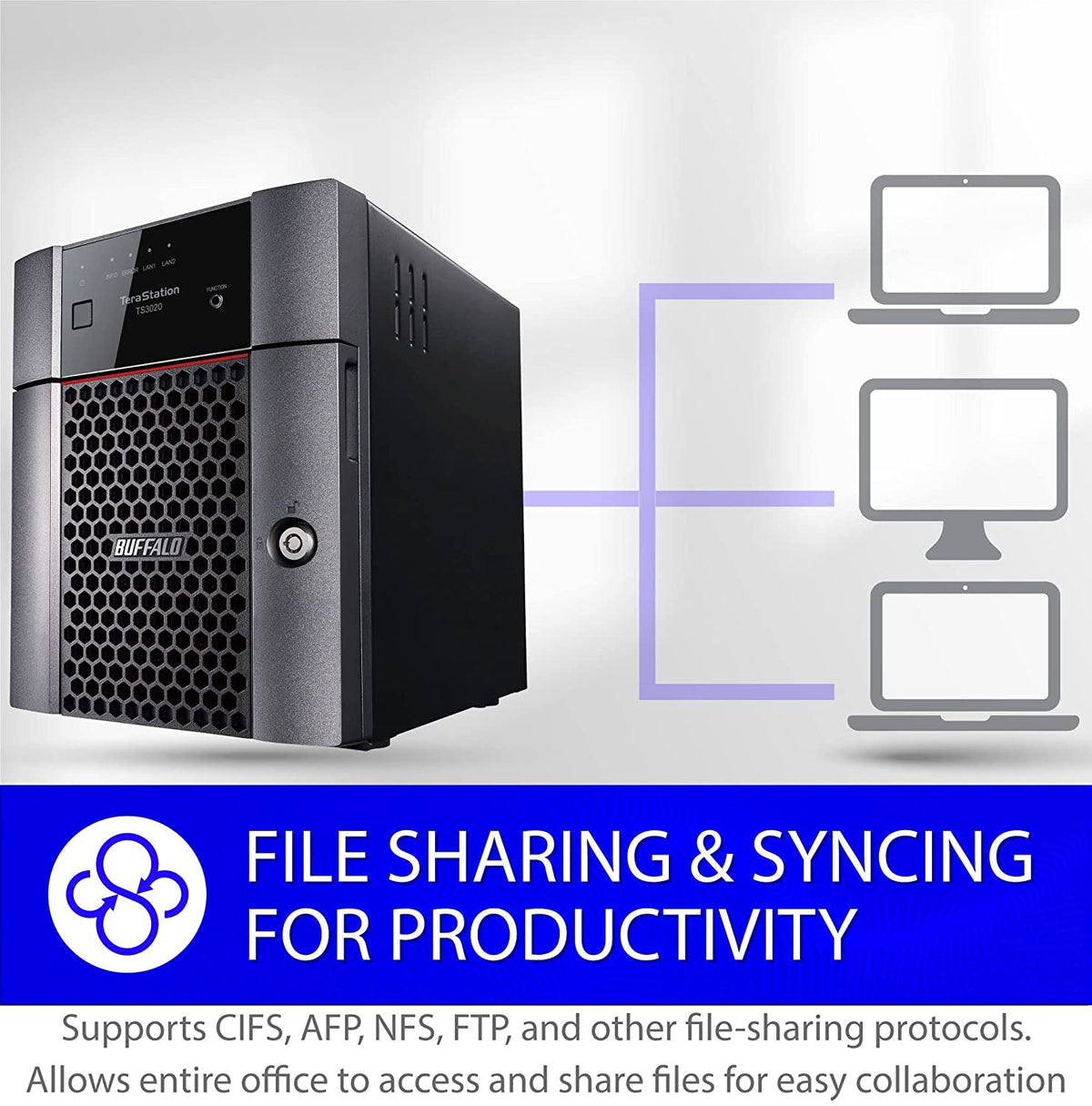 BUFFALO TeraStation 3420DN 4-Bay Desktop NAS 8TB (2x4TB) with HDD NAS Hard Drives Included 2.5GBE / Computer Network Attached Storage / Private Cloud / NAS Storage/ Network Storage / File Server 8 TB (2 x 4TB) TeraStation 3420DN Desktop NAS 4 Drive Bays