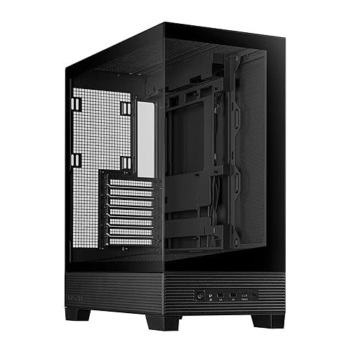 ASUS A31 Black ATX Mid-Tower Gaming Case, Dual-Sided Tempered Glass, Frameless Design, BTF Hidden Connectors, 360 AIO Support, 8° Angled Base, ARGB Ready, Optimized Airflow, Seamless Cable Management ATX|Dual-sided Tempered Glass A31|BTF|Black