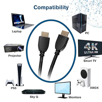 C2G 50606 4K UHD High Speed HDMI Cable (60Hz) with Ethernet for 4K Devices, TVs, Laptops, and Chromebooks, Black (1.5 Feet, 0.45 Meters)