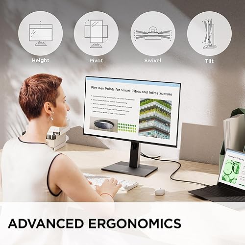 ViewSonic VG2752-2K 27 Inch IPS 1440p Ergonomic Monitor with Tilt, Swivel, Pivot, Height Adjust, 100Hz, 5-Port USB Hub, HDMI, DisplayPort, and 65W USB C Inputs