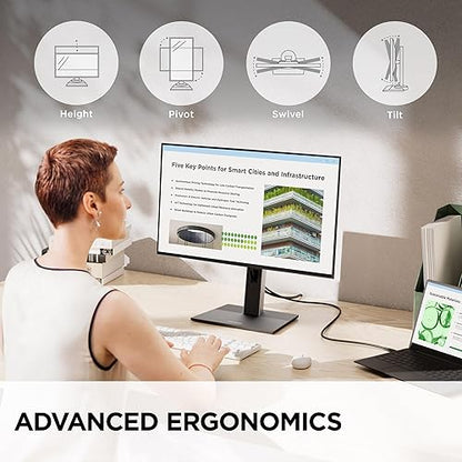 ViewSonic VG2752-2K 27 Inch IPS 1440p Ergonomic Monitor with Tilt, Swivel, Pivot, Height Adjust, 100Hz, 5-Port USB Hub, HDMI, DisplayPort, and 65W USB C Inputs