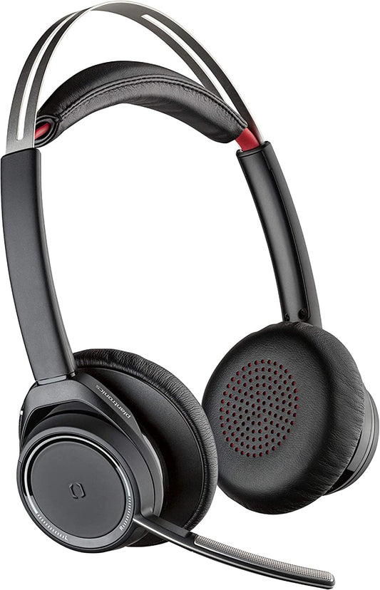 Plantronics - Voyager Focus UC (Poly) - Bluetooth Dual-Ear (Stereo) Headset with Boom Mic -USB-A Active Noise Canceling -Connects to PC/Mac Compatible - Works with Teams (Certified), Zoom (w/o Stand)