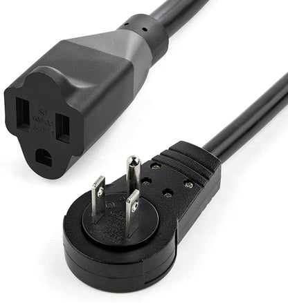 StarTech.com 3ft (1m) Power Extension Cord - 360° Rotating Flat Plug Extension Cord - NEMA 5-15P to NEMA 5-15R, 16 AWG, 125V/15A - Black Short 3-Prong Power Extender Cable (RTPAC1013)