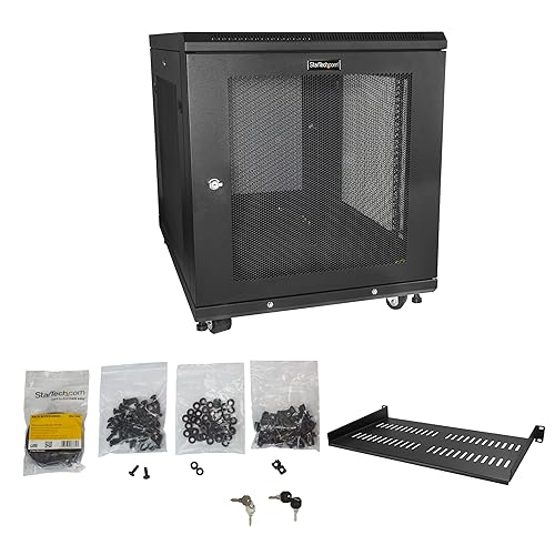 StarTech.com 4-Post 12U Server Rack Cabinet, 19 Data Rack Cabinet for IT / Network Equipment, with Adjustable Mounting Rails 12U Cabinet