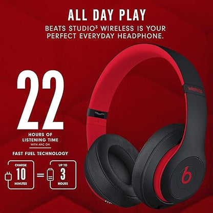 Beats Studio3 Wireless Noise Cancelling Over-Ear Headphones - Apple W1 Headphone Chip, Class 1 Bluetooth, 22 Hours of Listening Time, Built-in Microphone - Defiant Black-Red Defiant Black-Red Studio3