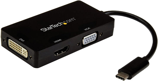 StarTech.com 4K USB C to HDMI, VGA &amp; DVI Multi Port Video Display Adapter for Mac / Windows Laptop &amp; Monitor (CDPVGDVHDBP) Black