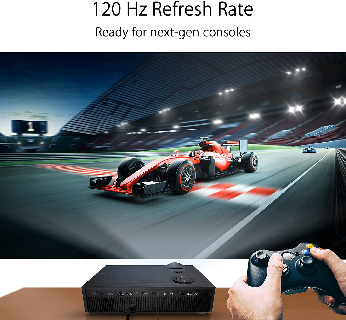 ASUS H1 1080P LED Projector - Full HD, 3000 Lumens, 120 Hz, 125% Rec. 709, 125% sRGB, Crestron Connected Certified, 10W Built-in Speaker, HDMI, Compatible with PS5 &amp; Xbox Series X/S
