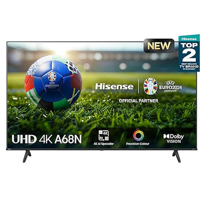 Hisense 50A68N - 50 inch Smart Ultra HD 4K Dolby Vision HDR10 Google TV with Bluetooth, Voice Remote (Canada Model) 2024 New