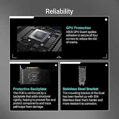 ASUS Dual GeForce RTX™ 5060 Ti 8GB GDDR7 OC Edition (PCIe 5.0, 8GB GDDR7, DLSS 4, HDMI 2.1b, DisplayPort 2.1b, 2.5-Slot Design, Axial-tech Fan Design, 0dB Technology, and More) Dual Fans RTX5060Ti|OC|8GB