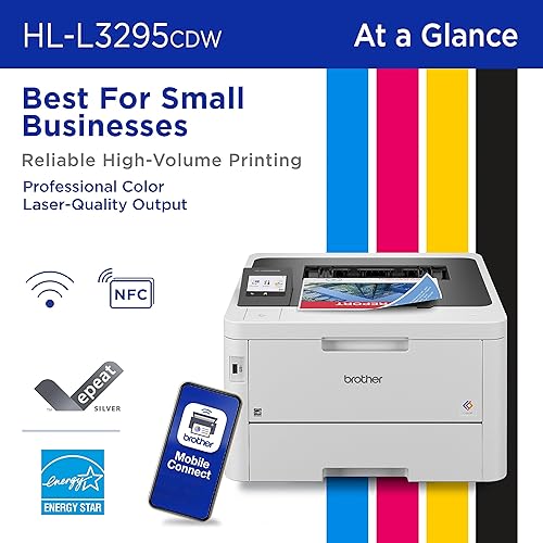 Brother HL-L3295CDW Wireless Compact Digital Colour Printer with Laser Quality Output, Duplex, and NFC