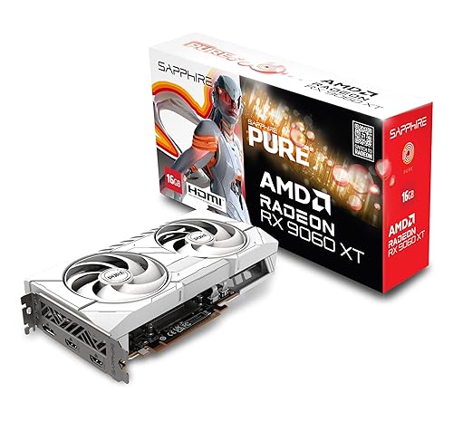 Sapphire 11350-02-20G Pure AMD Radeon™ RX 9060 XT Gaming OC Graphics Card with 16GB GDDR6, AMD RDNA 4