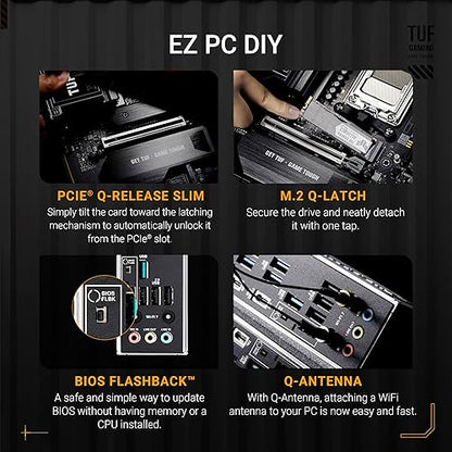 TUF Gaming X870E-PLUS WIFI7 AMD X870E ATX Motherboard with 16+2+1 80A Power Stages, DDR5 Support with AEMP, PCIe 5.0 x16 with PCIe Slot Q-Release Slim, Four M.2 Slots, WiFi 7 with ASUS WiFi Q-Antenna TUF X870E-PLUS|M.2 x4|WIFI 7