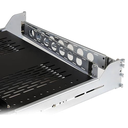 StarTech.com 2U Vented Sliding Rack Shelf w/ Cable Management Arm & Adjustable Mounting Depth - 110lbs / 50kg - 24in Deep Tray 125 lbs | Vented
