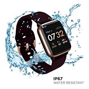 iTouch Kendall + Kylie Smartwatch iPhone and Android Compatible, Pedometer, Walking and Running Tracker for Women and Men (Rose Gold Case and Merlot/Blush Interchangeable Straps) Rose Gold Case - Merlot/Blush Straps