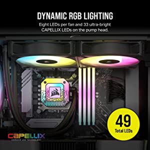 Corsair iCUE H100i Elite CAPELLIX XT Liquid CPU Cooler - Two AF120 RGB Elite Fans - 240mm Radiator - Intel® LGA 1700, 1200, 115X, 2066, AMD® AM5, AM4 - Included iCUE Commander CORE - Black