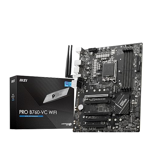 MSI PRO B760-VC WiFi ProSeries Motherboard (Supports 12th/13th Gen Intel Processors, LGA 1700, DDR5, PCIe 4.0, M.2, 2.5Gbps LAN, USB 3.2 Gen2, Wi-Fi 5, ATX) ATX PRO B760-VC WIFI