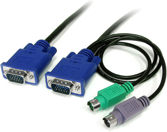 StarTech.com 3-in-1 Ultra Thin PS/2 KVM Cable - Keyboard / video / mouse (KVM) cable - PS/2, HD-15 (VGA) (M) to HD-15 (VGA) (M) - 6 ft - SVECON6 6 ft / 2m - VGA Integrated PS/2