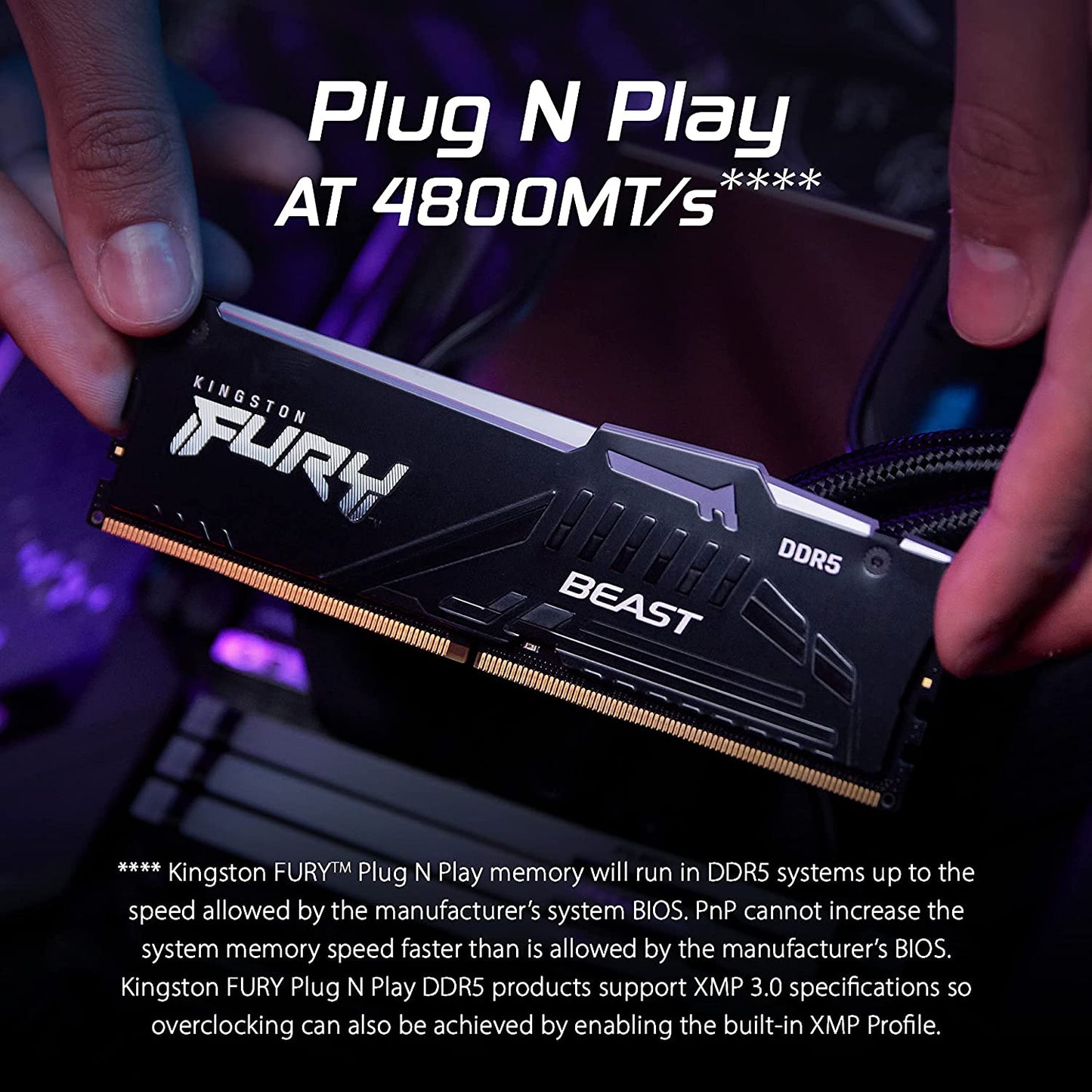 Kingston Fury Beast RGB 16GB 5600MT/s DDR5 CL36 Desktop Memory Single Module | Infrared Sync Technology | AMD Expo | Plug N Play | KF556C36BBEA-16 5600MT/s 16GB
