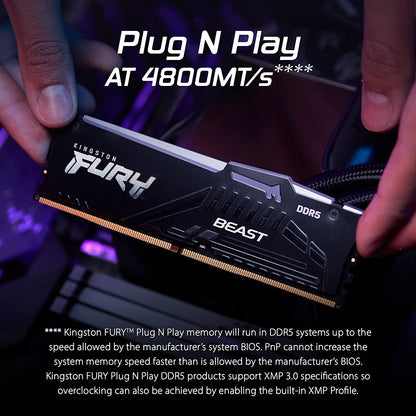 Kingston Fury Beast RGB 16GB 5600MT/s DDR5 CL36 Desktop Memory Single Module | Infrared Sync Technology | AMD Expo | Plug N Play | KF556C36BBEA-16 5600MT/s 16GB