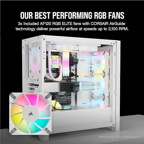 Corsair iCUE 5000D RGB Airflow Mid-Tower Case - 3X AF120 RGB Elite Fans - iCUE Lighting Node PRO Controller - High-Airflow Design - CORSAIR RapidRoute Cable Management System - True White