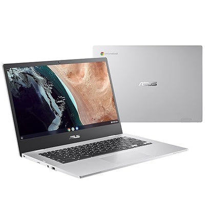 ASUS Chromebook CX1, 14 FHD NanoEdge Display, Intel Celeron N5100 Processor, 64GB eMMC, 4GB LPDDR4X RAM, Chrome OS, Transparent Silver, CX1400CKA-DH02-CB