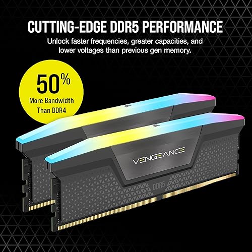 CORSAIR Vengeance RGB DDR5 RAM 64GB (2x32GB) 5600MHz CL36 AMD Expo iCUE Compatible Computer Memory - Gray (CMH64GX5M2B5600Z36K)