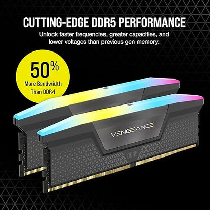 CORSAIR VENGEANCE RGB DDR5 RAM 32GB (2x16GB) 5600MHz CL36 AMD EXPO iCUE Compatible Computer Memory - Gray (CMH32GX5M2B5600Z36K)
