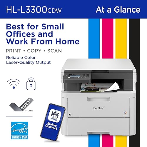 Brother HL-L3300CDW Wireless Digital Color Multi-Function Printer with Laser Quality Output, Copy & Scan, Duplex, Mobile | Includes 4 Month Refresh Subscription Trial ¹ Amazon Dash Replenishment Ready