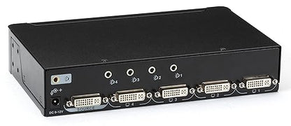 Black Box DVI-D Splitter with Audio and HDCP, 1 x 4 - Audio Line In - Audio Line Out - DVI In - DVI Out