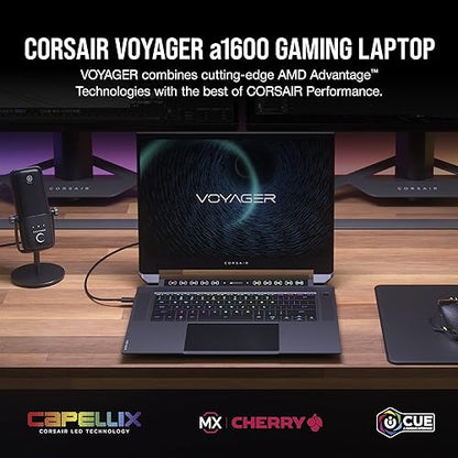 Corsair Voyager a1600 Gaming Laptop (AMD Ryzen R9 6900HS, AMD Radeon RX 6800M, 32GB DDR5, 16 2560x1600 240Hz IPS Screen, Cherry MX Ultra-Low Profile Keyswitches, Windows 11 Home Advanced) Black R9 6900HS - 32GB