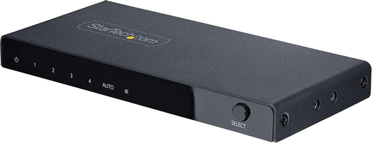 StarTech.com 4-Port 8K HDMI Switch, HDMI 2.1 Switcher 4K 120Hz HDR10+, 8K 60Hz UHD, HDMI Switch 4 in 1 Out, Auto/Manual Source Switching, Power Adapter and Remote Included (4PORT-8K-HDMI-SWITCH) 4 port