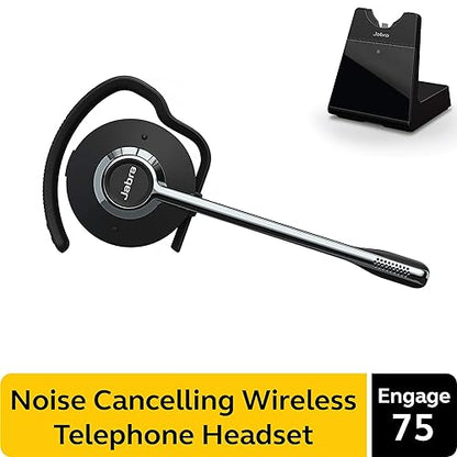 Jabra Engage 75 Wireless Headset, Convertible – Telephone Headset with Industry-Leading Wireless Performance, Advanced Noise-Cancelling Microphone, Call Center Headset with All Day Battery Life Engage 75 Convertible