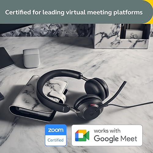 Jabra Evolve2 40 SE Wired Stereo Noise-Cancelling Headset - Features 3-Mic Call Technology and USB-A Cable - Works with All Leading Unified Communications Platforms Such as Zoom & Google Meet - Black