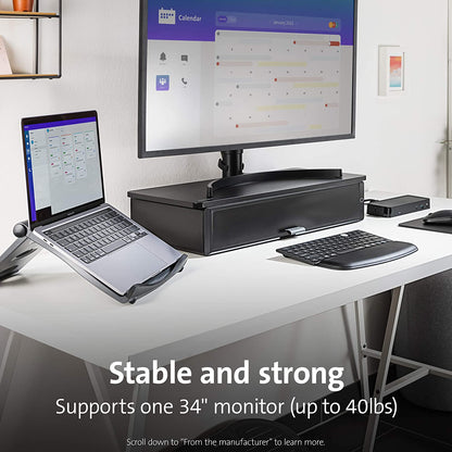 Kensington UVStand™ Monitor Stand with UV Disinfection Compartment –Black (K55100WW)