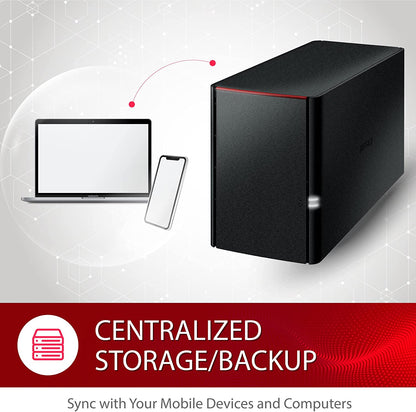 BUFFALO LinkStation SoHo 220 8TB 2-Bay NAS Network Attached Storage with HDD Hard Drives Included NAS Storage That Works as Small Office and Home Cloud or Network Storage Device for Home Office 8 TB LinkStation SoHo 220
