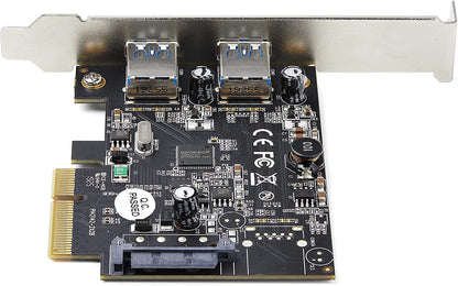Startech 2-Port USB PCIe Card with 10Gbps/Port - USB 3.1/3.2 Gen 2 Type-A PCI Express 3.0 x2 Host Controller Expansion Card - Add-On Adapter Card - Full/Low Profile - Windows &amp; Linux (PEXUSB312A3)