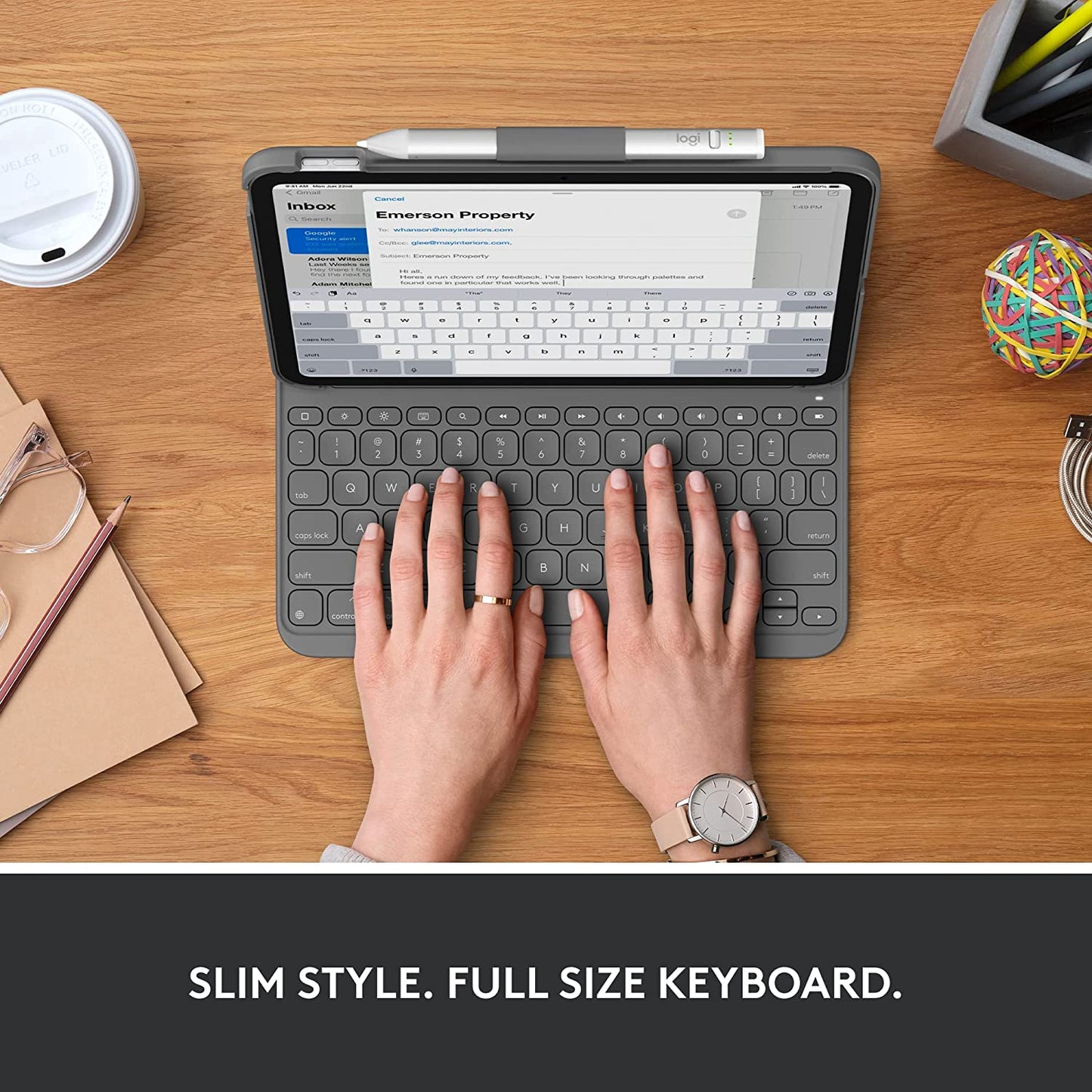 Logitech Slim Folio Keyboard Case for iPad (10th gen) with Wireless Keyboard and Logitech Crayon (USB-C) Digital Pencil for All iPads (2018 Releases and Later) Slim Folio Tablet Keyboard + Crayon USB-C Oxford Gray