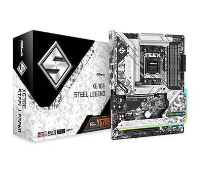 ASRock X670E STEEL LEGEND Gaming Desktop Motherboard - AMD X670 Chipset - Socket AM5 - ATX - Ryzen 7 Processor Supported - 128 GB DDR5 SDRAM Maximum RAM - DIMM, UDIMM - 4 x Memory Slots - Gigabit Ethernet